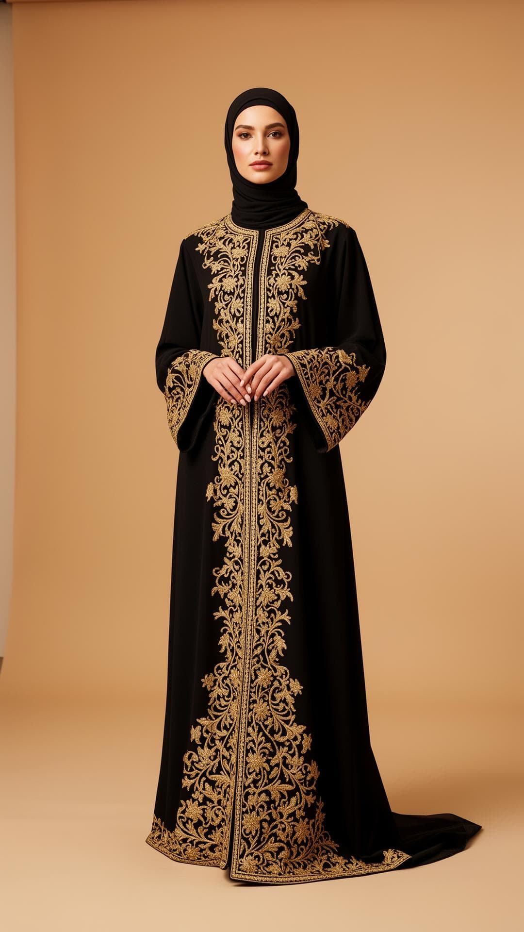 Modest luxury collection - Woman in elegant embroidered abaya
